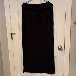 Classic black maxi skirt with tie front